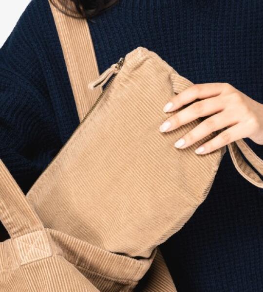 Pochette écoresponsable délavée en velours côtelé